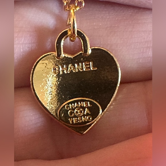 CHANEL Orange Gold Heart Zipper Pull Charm  Necklace - Picture 2 of 7